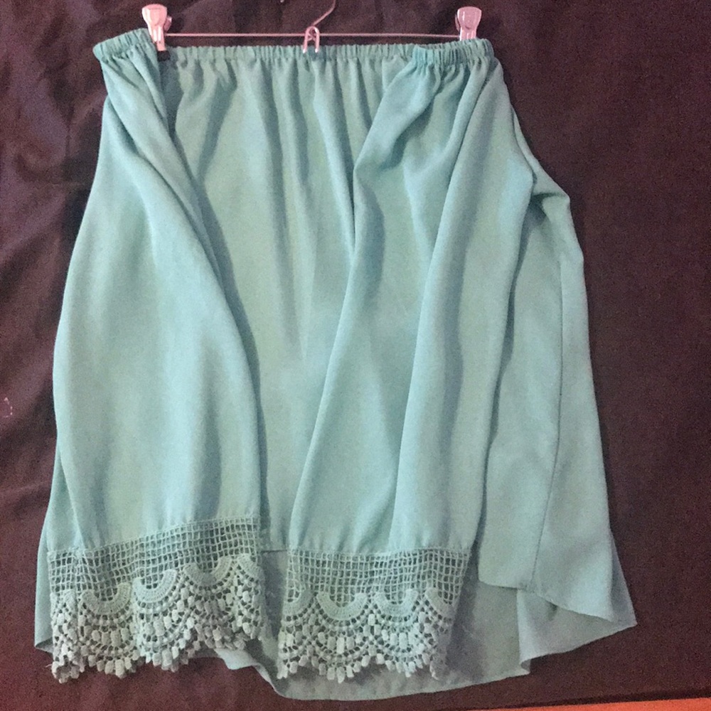 Off shoulder green top